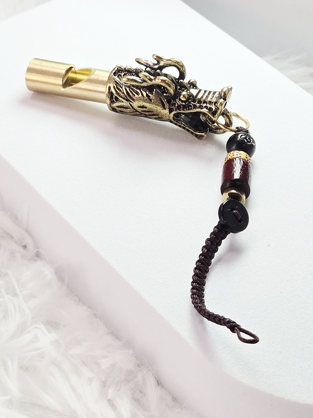 Brass Dragon Whistle Keychain Chinese Dragon EDC Survival Pendant DND Fantasy